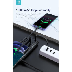 kintone series power bank with 4 cables 10000mAh Black