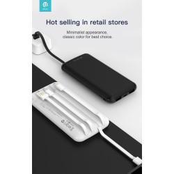 kintone series power bank with 4 cables 10000mAh White