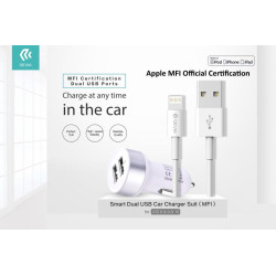 Smart Dual USB Car Charger Suit for Apple iOS (MFI)