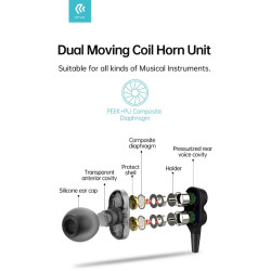 Smart series dual speakers wired earphone 3.5mm Black