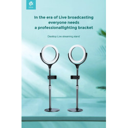 Desktop Live streaming stand with LED ring light 8 inches