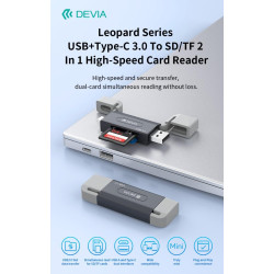 Leopard Series USB+Type-C 3.0 To SD/TF 2 In 1 High-Speed Card Reader