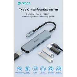 Leopard Series C to USB*2+C+PD 100W+HDMI 4K 5 In 1 HUB
