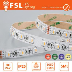 Strip LED 5m IP20 5050 24V - 14W/m 60led/m RGB+W 3000K