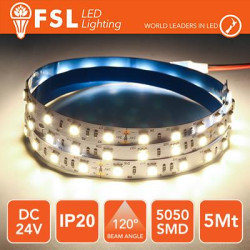 Strip LED 5m IP20 5050 24V - 12W/m 60led/m 4000K