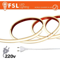 Striscia LED COB 5metri - IP65 4000K 220V 15W/m 1300lm/m+KIT tappo, colla, clip
