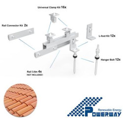 Pitched Tile Roof Mounting System Kit(Rail excluded)