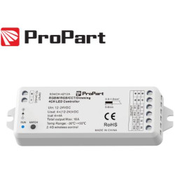 RF LED Controller, 4 Channels, RGB/RGBW/CCT, 12–24V DC, 4×4A, 2.4GHz