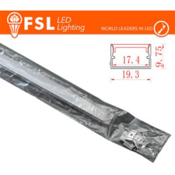 KIT PROFILO ALLUMINIO 6063 - U - SILVER - cover opale - 2m - 9,5*19,5 - COB220V