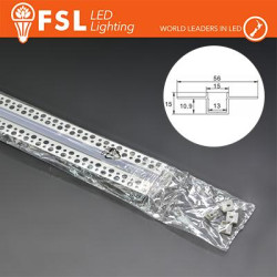 KIT PROFILO ALLUMINIO 6063 - RASO - SILVER - cover opale - 2m - 56*15