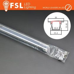 KIT PROFILO ALLUMINIO 6063 - INCASSO SILVER - cover opale - 2m - 25*15,42