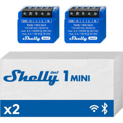 Shelly Mini 1 Gen3 2 Pack – Smart Relay Dry Contact 8A AC/DC Wi-Fi/BT/Matter