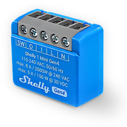Shelly 1 Mini Gen4 – Smart Relay Dry Contact 8A AC/DC Wi-Fi/BT/Matter/Zigbee