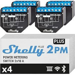 Shelly Plus 2PM Four Pack – Smart Shutter Relay 16A AC/DC Wi-Fi + PM