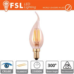 BT35 - 4W 2200K 300LM 300º 35x115mm CRI80 E14 15.000H