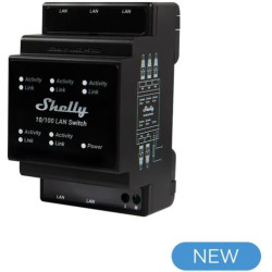 Shelly LAN Switch – DIN Rail Network Switch with 5 RJ45 Ethernet Ports