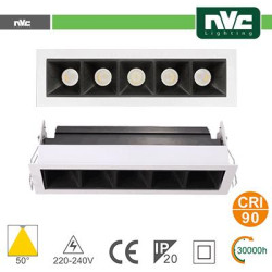Multi-lamp recessed 5X3W 970LM 4000K 50° 90CRI