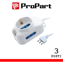 Multipresa 3pos - 2 bipasso + 1 bipasso/schuko spina16A