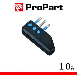 Spina 10A 2P+T uscita cavo 90Â° nera polybag