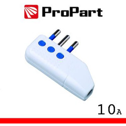 Spina 10A 2P+T uscita cavo 90Â° polybag