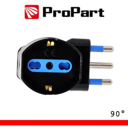 Adattatore schuko 90Â° spina16A salvazio nero