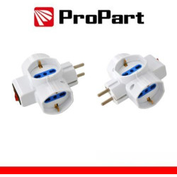 adattatore,Adattatore 3 prese 2P+T 10/16A bipasso/Schuko,Con