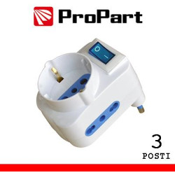 Adattatore 3pos bipasso/schuko spina16A salvazio + inter.