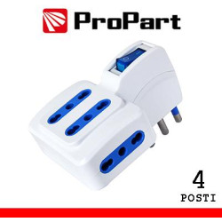 Adattatore 4pos bipasso spina16A salvazio + interr.