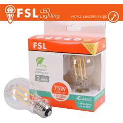 Lampada Filamento  A60FC 8.5W 3000K E27 - Confezione 2PACK
