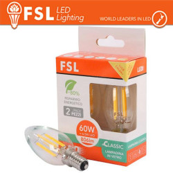 Lampada Filamento Olive C35FC 6.5W 3000K E14 - Confezione 2PACK