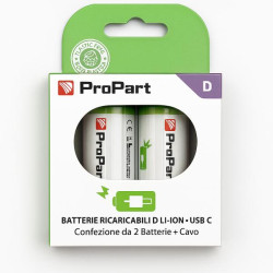 USB‑C Rechargeable D Batteries 1.5V 7200mWh 4200mAh  – Pack of 2